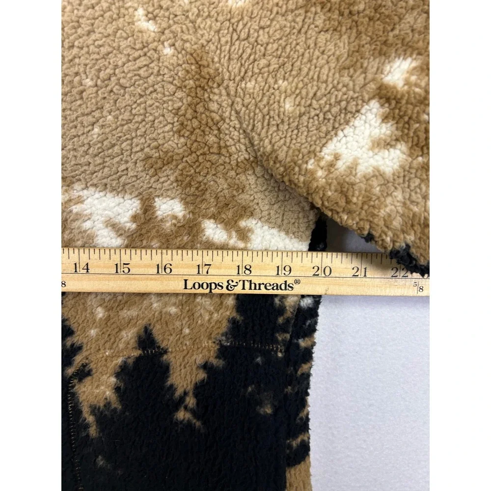 Gorpcore Art Class Boys XL Brown Mountain Landscape Sherpa Fleece Quarter Zip
